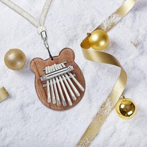 8 Keys Kalimba Thumb Piano High Quality Wood Mbira Body Musical Instruments With Strap Pendant Kalimba Piano Christmas Gift