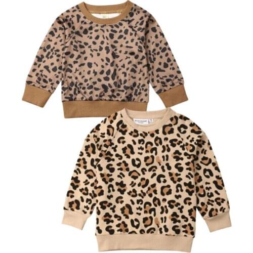 PUDCOCO Hot Toddler Kid Baby Boys Girls O-Neck Long Sleeve Leopard Tops T-Shirt One-Piece Outfits