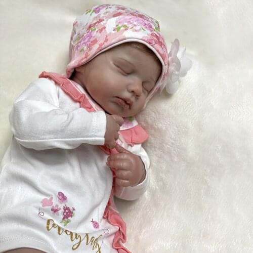 50cm Handmade Reborn Doll Realistic Sleeping Baby Witn Pink Cloth Reborn Baby Doll Toy for Children