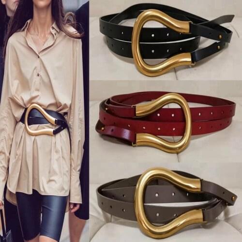 10 colors New ladies belts fashion real split leather metal U-shaped pin buckle belt banquet dress coats belt ladies belts A0
