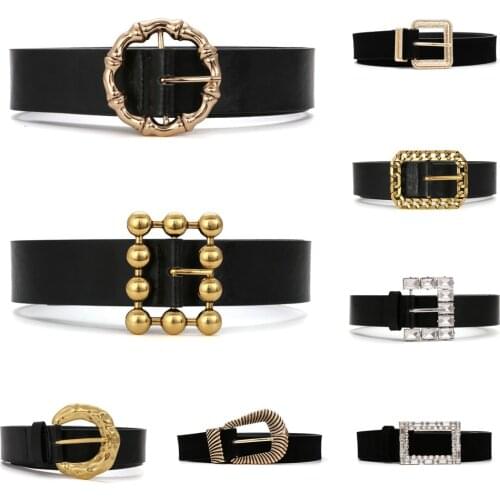 ZA Black Leather Western Cowgirl Waist Belt Metal Oval Crystal Buckle Waistband New Belts For Women Luxury Design Brand