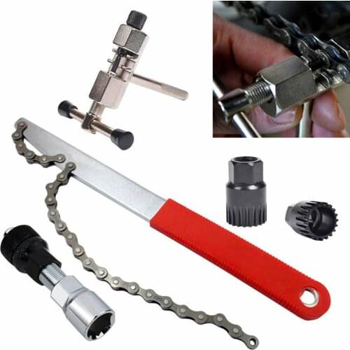 Bike Chain Remove Crank Puller Kit Wrench Freewheel Remover Bicycle Repair Tool 6In1 Cutter Chain Bicycle Chain Remove