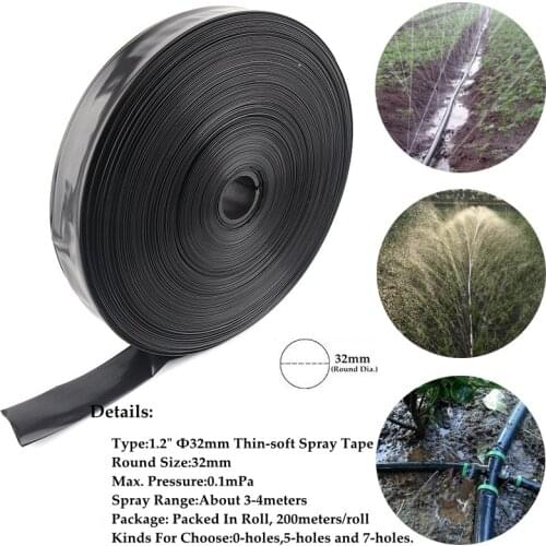 20/50/100m 1.2" Φ32mm Micro Irrigation System Hose Watering Streamline Soaker Drip-Hose Tape with 0/5/7 Holes