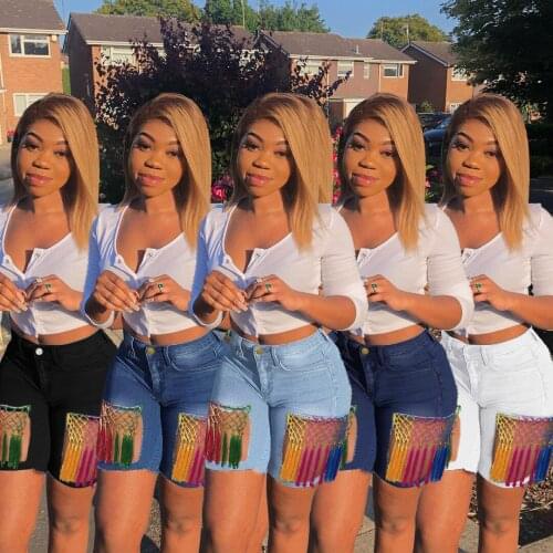 Shorts Women Harajuku Europe United States Fashion Splicing Tassel Cowboy Five Minutes Pants Shorts Jeans Feminino WYM9050