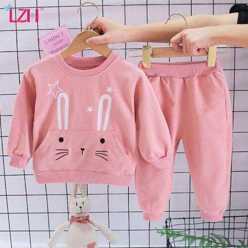 LZH Long-Sleeved Trousers Sports Suit For Baby Girls Clothing Sets Autumn Cartoons Toddler Kids 2Pcs Outfit 2021 Childrens Set