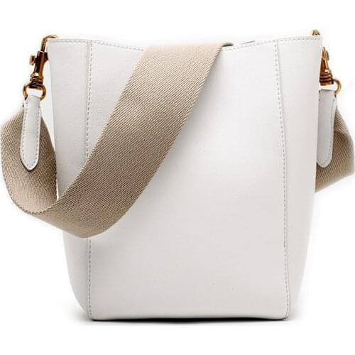 Broadband Bucket Bag Women 2021 Spring and Summer New Fashion Simple and Versatile One-shoulder Portable Leather Tote Bag
