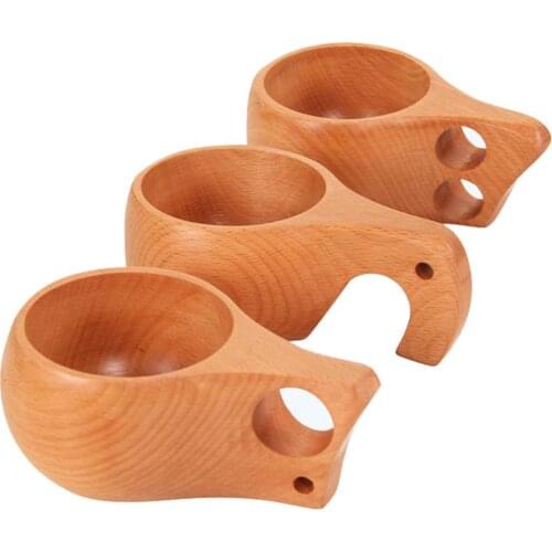 Outdoor Portable Wooden Cup Ancient Kuksa Coffee Tea Milk Drinking Mug Insulation Cup Wood Mugs Drinkware