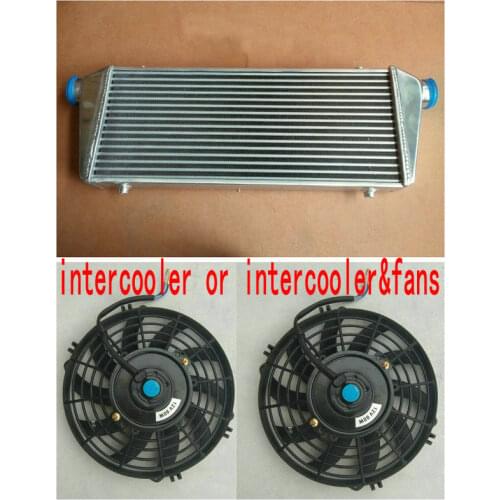Universal TURBO ALUMINUM INTERCOOLER 550 x 230 x65mm 2.25" IN/OUTLET Bar & Plate and fan