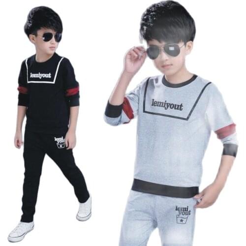 2021 boys spring suit new childrens Clothes Sets big childrens autumn casual sweater Kids casual pants two-piece suits