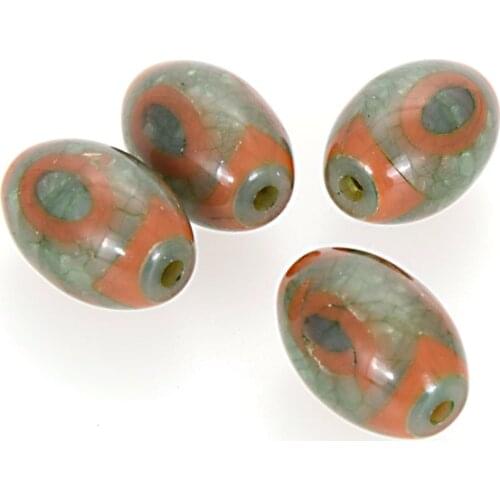 Miasol Vintage Resin Stone Tibetan Dzi Agates Stone Beads Oval Geometric Nine-eyed Antique Agates Beads For DIY Jewelry Making