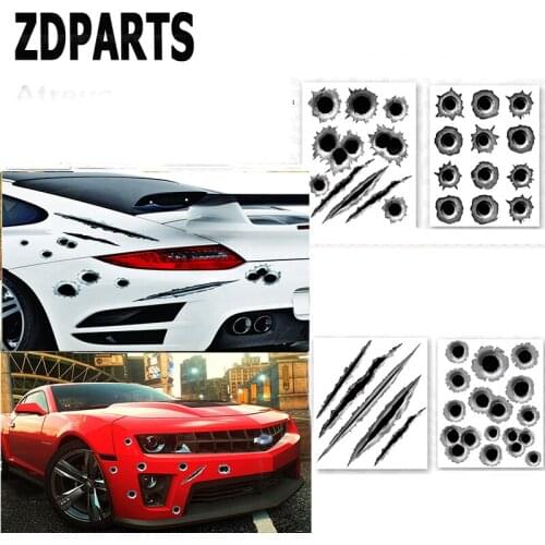 ZDPARTA 1X Car Styling 3D Bullet Holes Fender Vent Stickers For BMW E46 E39 E60 E90 E36 F30 F10 X5 E53 E34 E30 Mini Cooper Lada