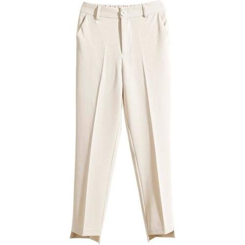 Bella philosophy 2020 Spring New High waist Solid women trousers Crimping Straight-Cut office lady loose Elastic Pants female