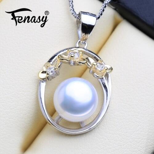 FENASY Natural Freshwater Pearl Pendant Necklace For Women 925 Sterling Silver Cute Flower Pendant Fashion Brand Fine Jewelry