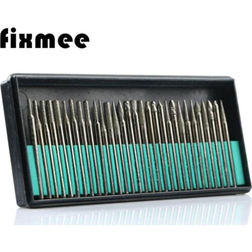 30pcs Diamond Burr Glass Drill Bits for glass, marble, rock or jewelry Engraving Rotary Tool Set 3mm Shank
