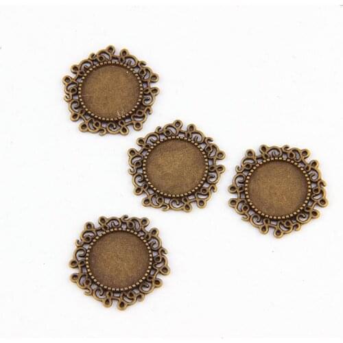 5PCS/lot Antique Filigree Round Cameo Cabochon Base Setting Pendant Tray(Fit 14*14mm) DIY Jewelry Blanks