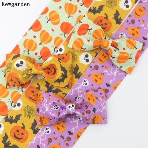 Kewgarden DIY Hairbow Accessories Halloween Cartoon Pumpkin Layerling Cloth Ribbon 1.5" 1" 1cm 25mm 4cm Handmade Carfts 11 Yards
