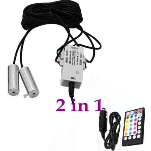 2 in 1 DC12V fiber optic Led car Side Glow Optical cable Light Source Mini Lighting Illuminator Emitter Audio Remote controller
