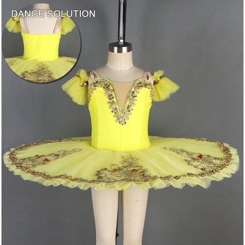 3 Colors Pre-professional Ballet Tutu with Gold Trim Women & Girl Stage Dance Costumes Pancake Dancing Tutu for Ballerina BLL013