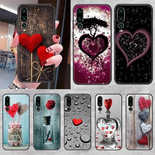 The Heart love Phone case For Huawei P Mate P10 P20 P30 P40 10 20 Smart Z Pro Lite 2019 black pretty Etui silicone prime fashion