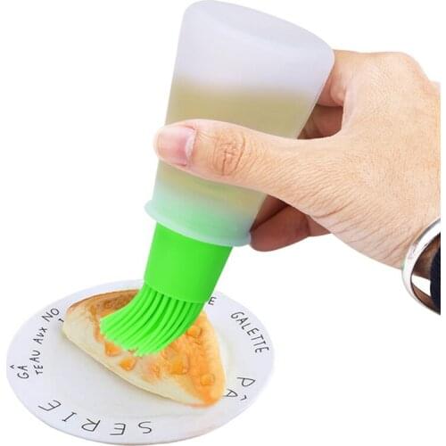 BBQ Tools Portable Silicone Oil Bottle With Brush and Cover Baking BBQ Brush Pastry Oil Brush Kitchen Honey Oil Bottle