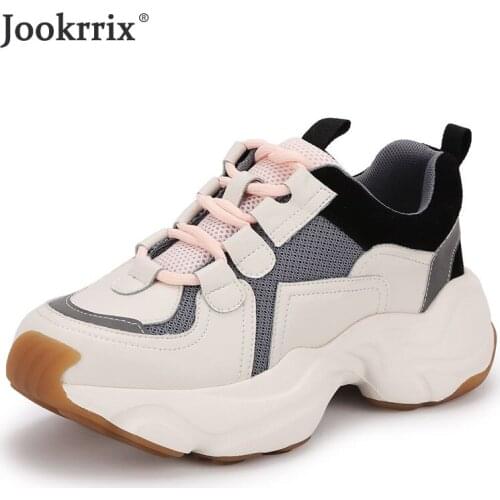 Jookrrix 2021 Women Spring Increased 5.5cm Wedges Thick Sole Shoes Female Fashion Chunky Sneaker Women Comfortable Shoes ZD2647