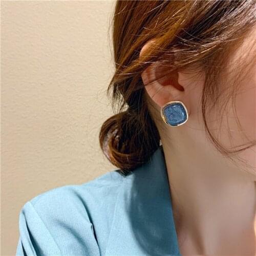 Fashion Women Summer Temperament Blue Acrylic Earrings