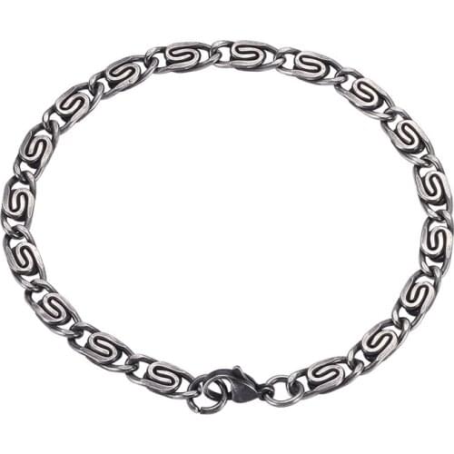 Punk Men Stainless Steel Curb Link Chain Bracelets Solid Chains For Woman Jewelry Gift GS0129