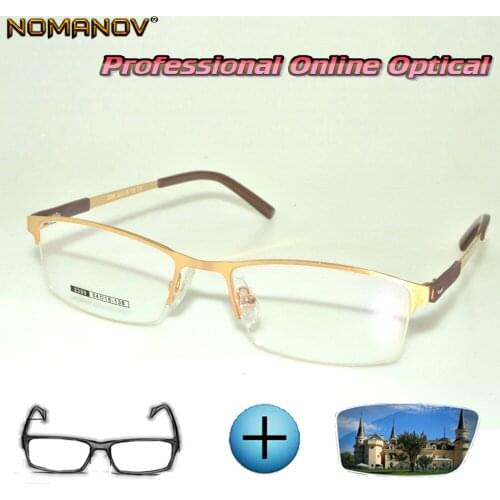 Custom Made Prescription Glasses Optical Photochromic Myopia Reading Glasses Classic Ellipse Full-rim Glasses Frame Men Women