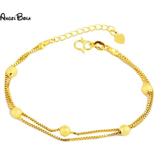 Simple Fashion Couple Charm Round Bead Bracelet High Quality Gold Luxury Jewelry Wedding Anniversary Party Gift