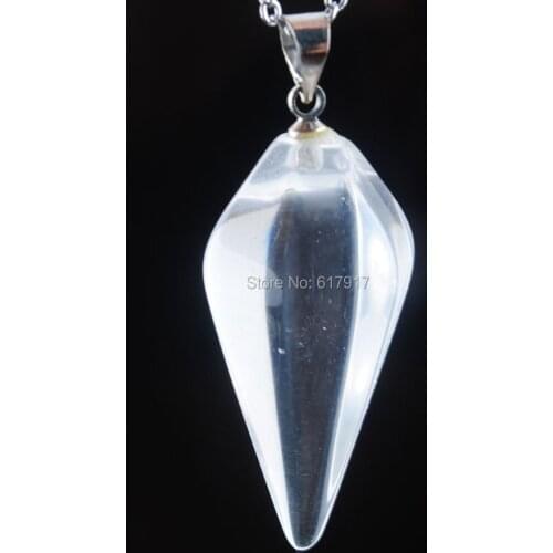 RONGZUAN Natural White Clear Quartzs Gem Stone Pyramid Reiki Chakra Beads Pendulum Pendantfor Necklace Fashion Jewelry TN3485