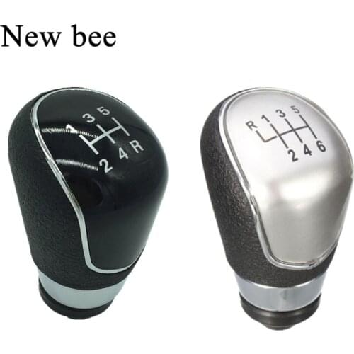 Newbee 5/6 Speed Car Gear Shift Konb Stick Gaiter Knob for Ford Focus 2008-2013 Fiesta MK7 C-max Galaxy Kuga Black / Silver Cap