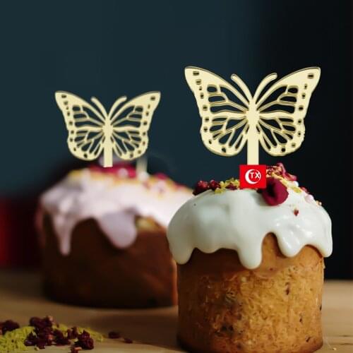 Happy Birthday Cupcake Topper Gold Butterfly Birthday Acrylic Cake Topper For Kids Birthday Cupcake Decorations Baby Shower