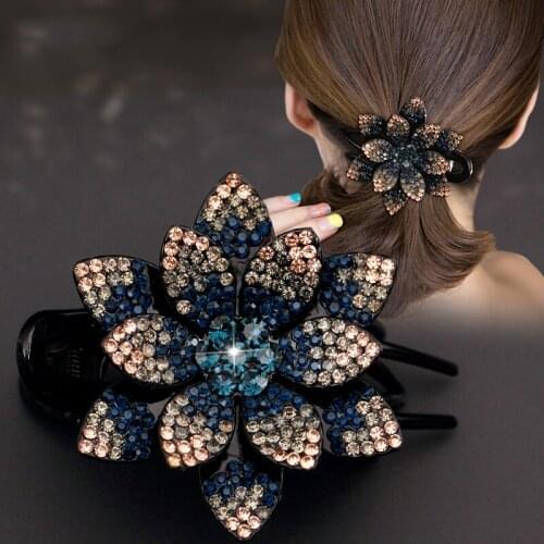Rhinestone Hairpin Flower Barrettes Leaf Bow Duckbill Hair Claws Flower Retro Hair Clips Accessories For Women Ponytail Headwear