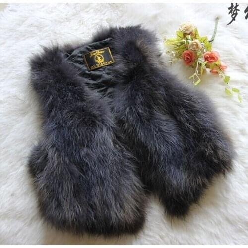 Autumn and winter womens thicken warm winter fur vest ladys 100% genuine fur raccoon dog fur vest waistcoat plus size