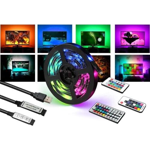 1m 5V RGB Strip USB Light Drop Glue Waterproof 3 Key 17 key Bluetooth Control TV Background Colorful Light