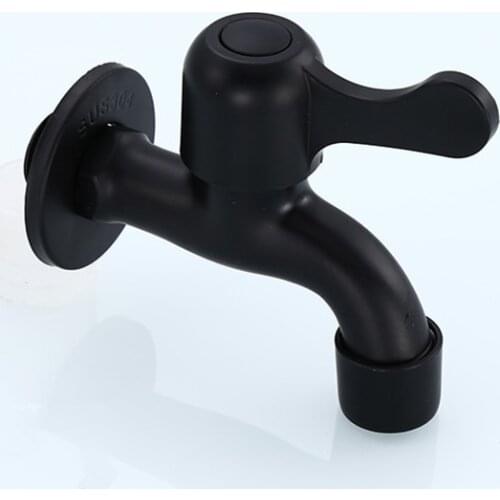 1PC Bathroom Black Single Cold Tap Wall Washing Machine Single Tap Cold Water Faucet Garden Black Tap