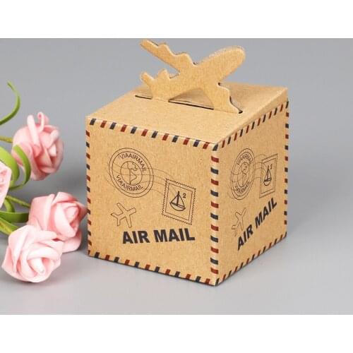 10pcs Wedding Favors and Gifts Boxes Birthday Party Decoration Supplies Retro Plane Candy Box with Airplane Accessories