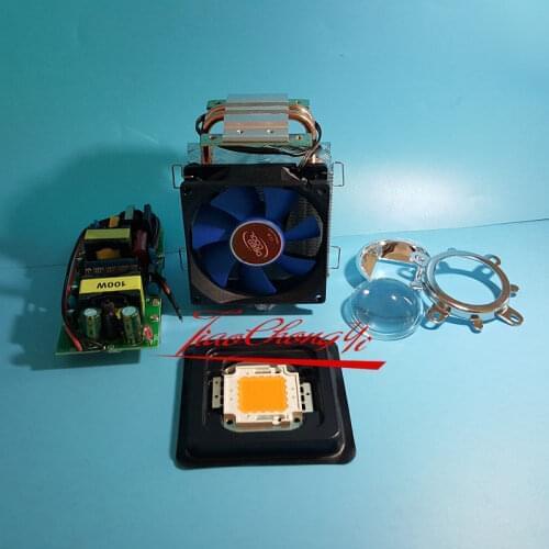 100W 380-840NM full spectrum led +100w Driver + 100w radiator tube CPU fan ,lens New