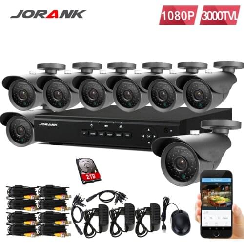 HD 2 megapixel CCTV video surveillance system 8-channel full HD1080P HD DVRAHD tool kit 8*1080Poutdoor security camera system2TB