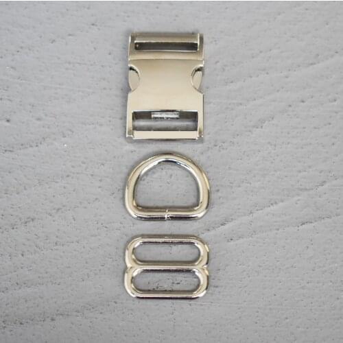 20 Sets 20mm Metal Hardware D Ring Belt Straps Slider Side Release Buckle Spring Hook For Dog Leash Harness Accessories