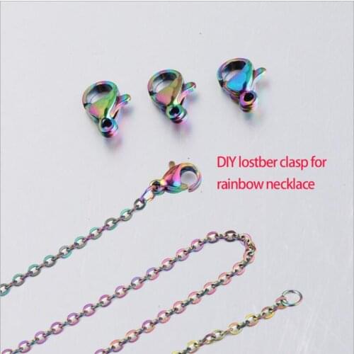20pcs/lot 10mm Stainless Steel Rainbow Color Lobster Clasps Hooks Connectors For Bracelet Jewelry DIY Making Accessories
