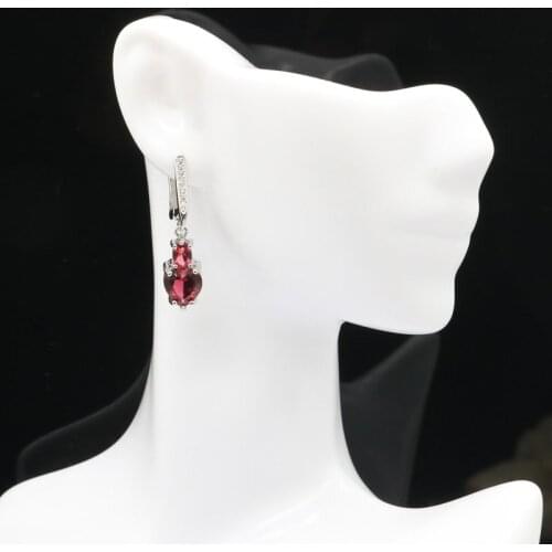 34x8mm SheCrown Lovely Cute Drop Created Green Tsavorite Garnet Rhodolite Garnet For Girls Daily Wear Silver Earrings Wholesale