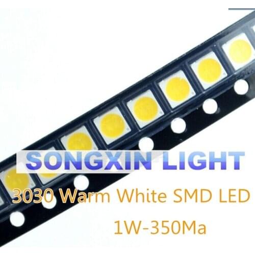 4000pcs/lot 1W SMD 3030 LED Lamp Bead 110-120lm Warm White SMD LED Beads 1w 3030 led 6v WW AOT