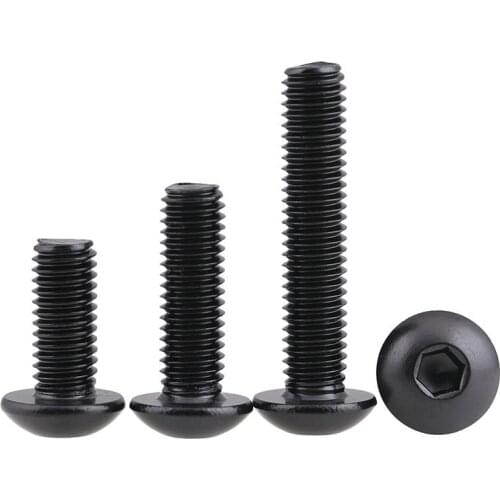 50PCS 10.9 Grade ISO7380 M3 Black hex socket button head cap screw Hexagon socket round head screw