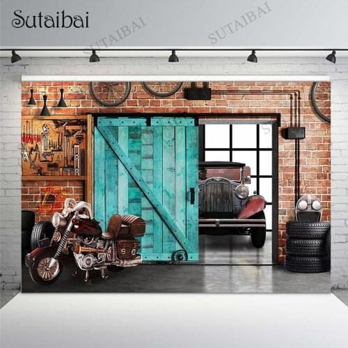 Automobile Workshop Tool Garage Backdrop Boy Photo Backdrops Repair Locomotive Car Motorcycle Photography Backgrounds Photocall