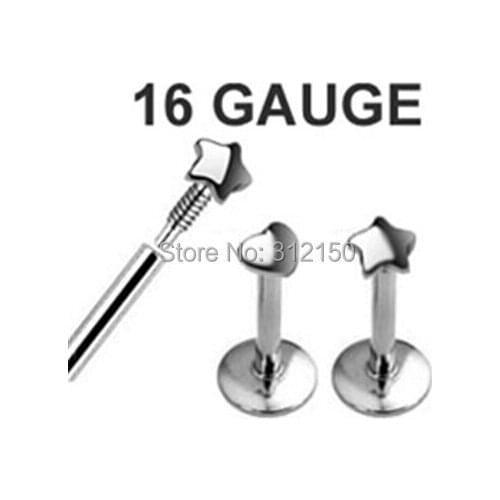 Free Shipping Fashion Labret Ring 16G surgical Stainless Steel heart internally threaded Lip Ring piercing star labret rings