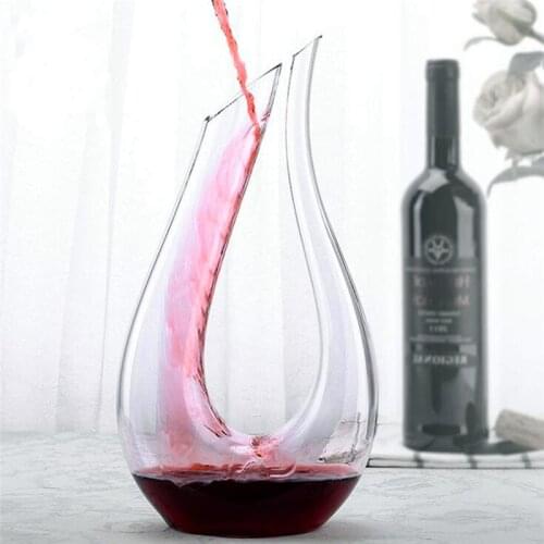 1500ML Big Decanter Superior Handmade Crystal Red Wine Brandy Flat Base Champagne Glasses Decanters Bottle Jug Pourer Aerator