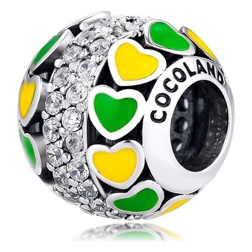 BEADS for Jewelry Making BraceletS Forever Heart cHarMs with Mixed Enamel 100% 925 OrigiNal Sterling Silver Jewerly Free Ship