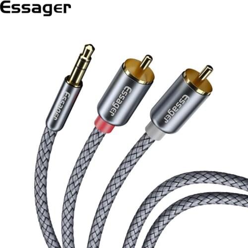 Essager RCA Audio Cable Jack 3.5 to 2 RCA Cable 3.5mm Jack to 2RCA Male Splitter Aux Cable for TV PC Amplifiers DVD