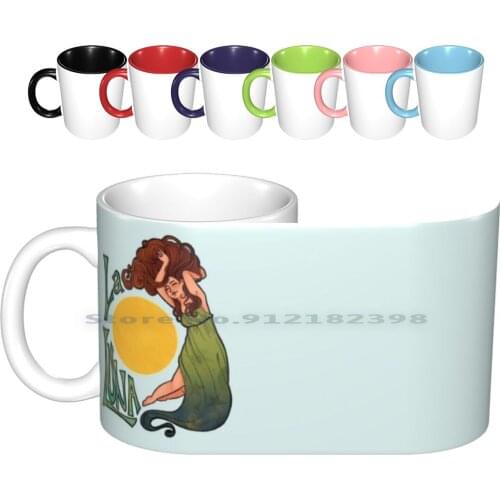 La Luna Ceramic Mugs Coffee Cups Milk Tea Mug Luna La Luna Moon Moon Art Luna Art Moon Drawing Mucha Inspired Line Art Romantic